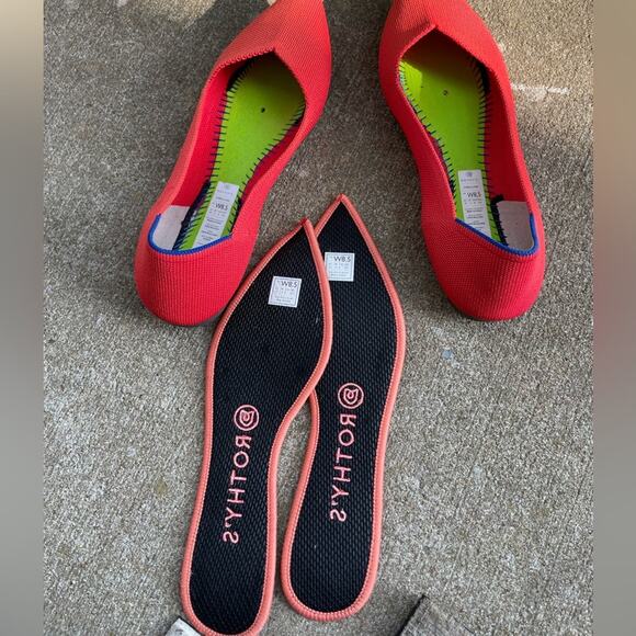 Rothy’s Red/Flame? Pointed Toe Ballet Flats Shoes Women’s 8.5 - Picture 6 of 7
